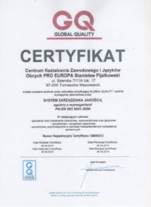 certyfikat global quality